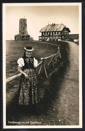 AK Feldberg /Schwarzwald, Feldbergturm mit Gasthaus