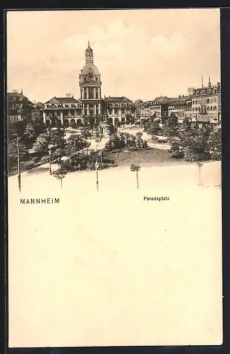 AK Mannheim, Der Paradeplatz mit Umgebung