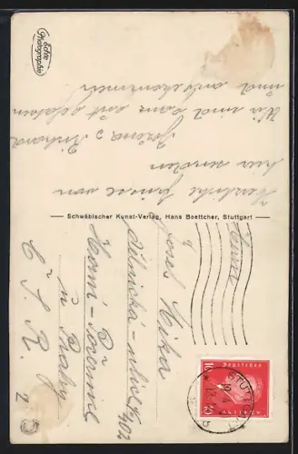 AK Stuttgart, Das Rathaus mit Marktplatz