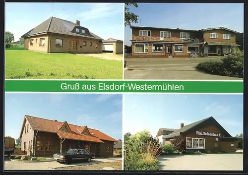 AK Elsdorf-Westermühlen, Raiffeisenbahnk. Geschäft, Gebäudeansicht