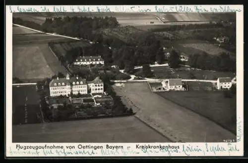 AK Oettingen /Bayern, Das Kreiskrankenhaus vom Flugzeug aus