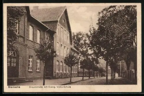 AK Bramsche, Partie in der Breuelstrasse mit Evang. Volks-Schule