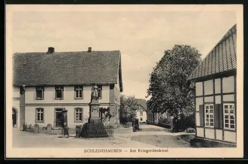 AK Schledehausen / Osnabrück, Am Kriegerdenkmal