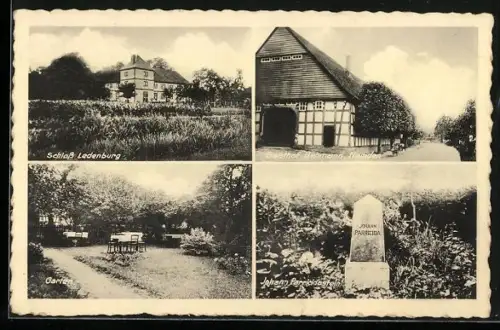 AK Nemden, Gasthof Hehmann mit Garten, Schloss Ledenburg, Johann Parricidastein