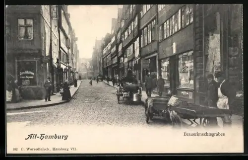 AK Hamburg-Neustadt, Brauerknechtsgraben, Geschäftsfassaden, Destillation