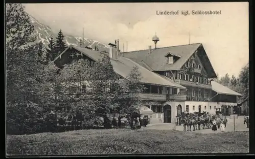 AK Linderhof, Partie am kgl. Schlosshotel