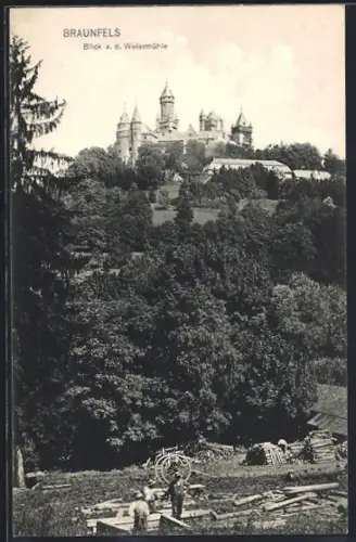 AK Braunfels, Blick von der Weiermühle mit Schloss