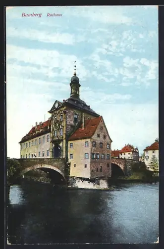 AK Bamberg, Rathaus mit Brücke