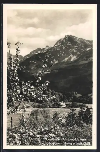 AK Berchtesgaden, Gasthof Almbachklamm mit Obersalzberg u. hohem Göll