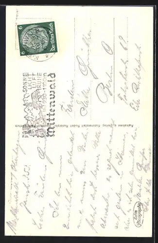 AK Mittenwald, Unterer Markt mit Leihbibliothek Bücherstube