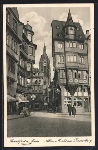 AK Alt-Frankfurt, Alter Markt am Römerberg mit Dom