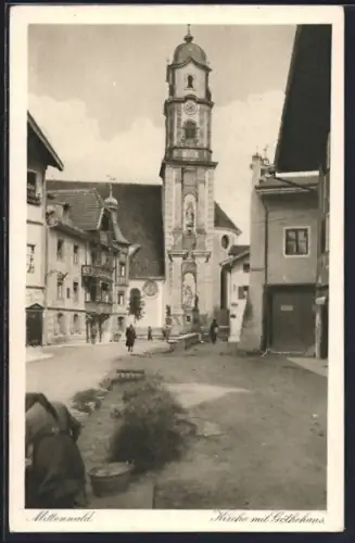 AK Mittenwald, Kirche mit Goethehaus