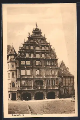 AK Braunschweig, Gewandhaus mit Strassenpartie