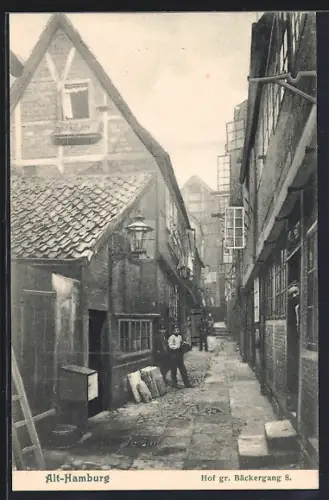 AK Alt-Hamburg, Hof gr. Bäckergang 8 mit Jungen