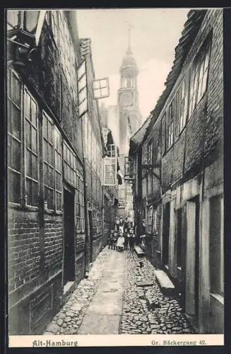 AK Alt-Hamburg, Gr. Bäckergang 42 mit Kindern