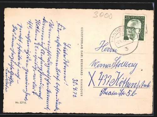 AK Misburg, St. Anna-Kirche, Wasserturm, Hafen