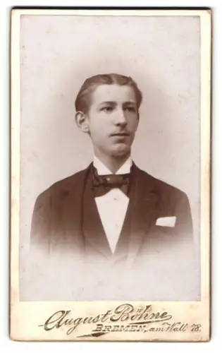 Fotografie August Böhme, Bremen, Am Wall 78, C. Heinrich Laassals junger Mann