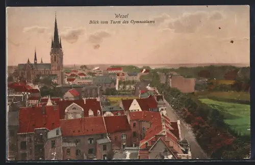 AK Wesel / Rhein, Blick vom Turm des Gymnasiums