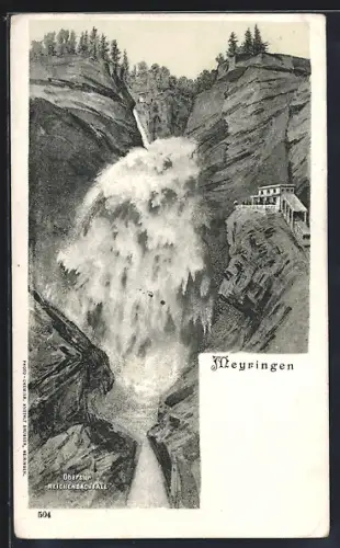 AK Meyringen, Oberster Reichenbachfall mit Bahnstation u. Bahn