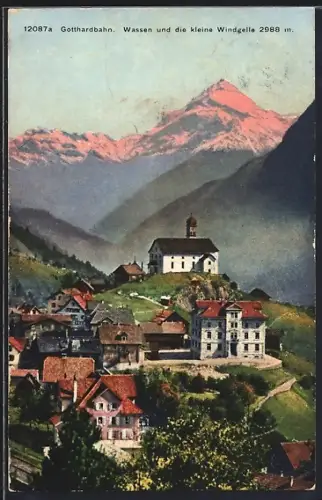 AK Wassen /Gotthardbahn, Ortsansicht mit kleine Windgelle