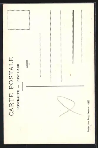AK Saas-Fée, Totalansicht mit Bergpanorama aus der Vogelschau
