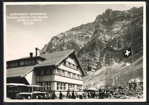 AK Schwägalp, Restaurant / Talstation mit Säntis-Schwebebahn u. Säntisblick