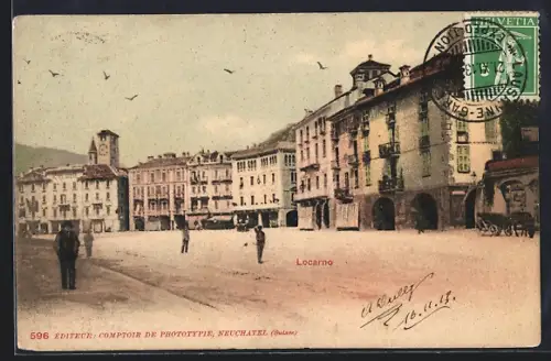 AK Locarno, Ortspartie mit Gebäudepanorama