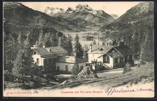 AK Chasellas, Ortsansicht mit Piz della Margna