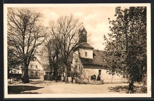 AK Schoppendorf Kr. Weimar, Strassenpartie an der Evangl. Kirche