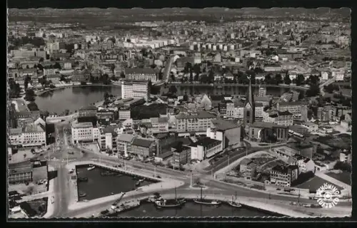 AK Kiel, Teilansicht mit Strassenpartien