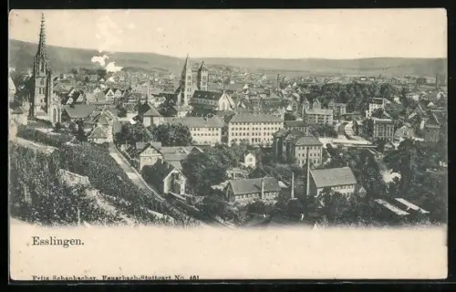AK Esslingen / Neckar, Stadtpanorama mit Kirchen und Altstadt