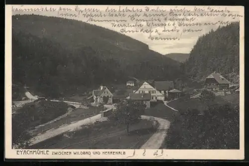 AK Eyachmühle, Ortsansicht aus der Vogelschau