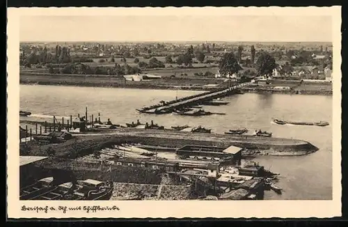 AK Breisach a. Rh., Schiffbrücke und Schiffsanleger