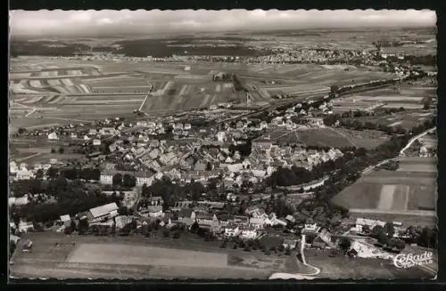 AK Hüfingen, Luftaufnahme mit Blick auf Donaueschingen