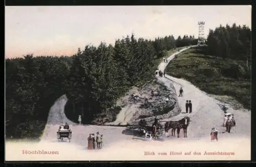 AK Hochblauen, Blick vom Hotel auf den Aussichtsturm