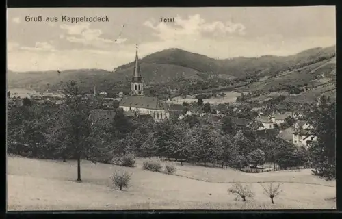 AK Kappelrodeck, Gesamtansicht mit Kirche und umliegender Landschaft