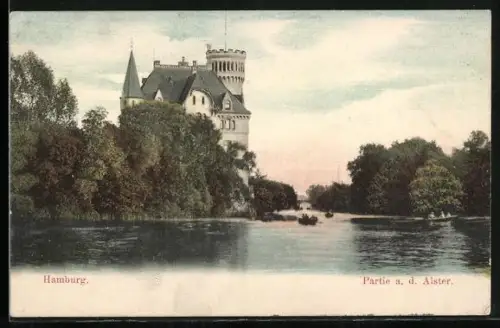 AK Hamburg-St.Georg, Partie an der Alster