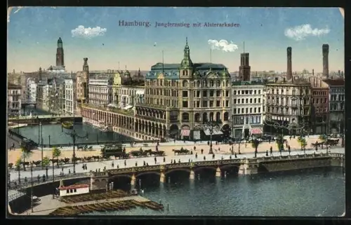 AK Hamburg, Jungfernstieg, Alsterarkaden