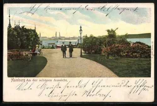 Lithographie Hamburg-Uhlenhorst, An der schönen Aussicht