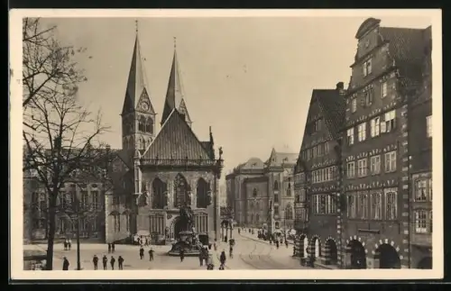 AK Bremen, Kaiser-Wilhelm-Denkmal, Rathaus, Dom