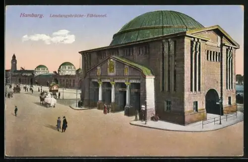AK Hamburg-St.Pauli, Landungsbrücke, Elbtunnel