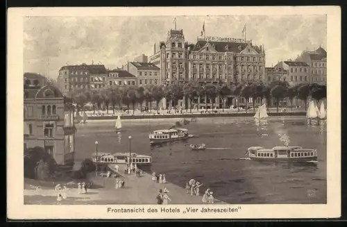 AK Hamburg-Neustadt, Hotel Vier Jahreszeiten, Alster, Boote