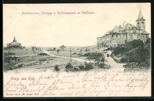 AK Kiel, Hochreservoir, Terrasse, Erholungshaus im Werftpark