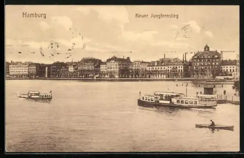 AK Hamburg-Neustadt, Neuer Jungfernstieg, Alster, Schiffe