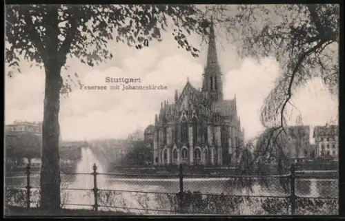 AK Stuttgart, Feuersee, Johanneskirche