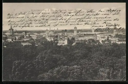 AK Karlsruhe i. B., Blick vom Lauterberg auf Stadtansicht