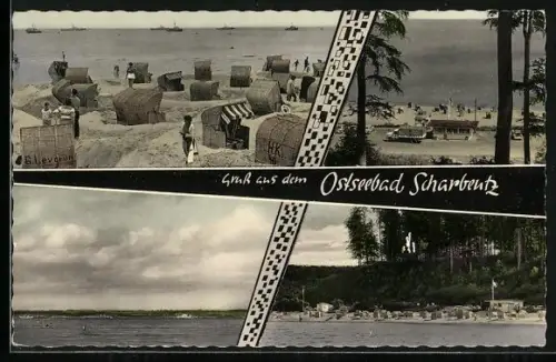 AK Scharbeutz, Strand mit Strandkörben, Steilküste