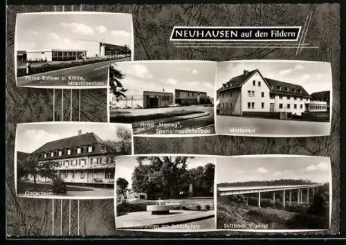 AK Neuhausen / Fildern, Firma Bohner u. Köhle Maschinenbau, Marienhof, Sulzbach Viadukt