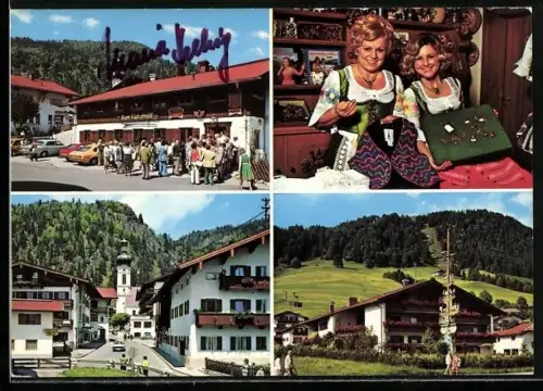 AK Reit im Winkl, Gasthaus Zum Kuhstall, Maria u. Margot Hellwig, Ortsansicht