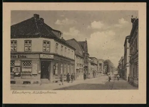 AK Elmshorn, Mühlenstrasse, Hotel zur Deutschen Eiche